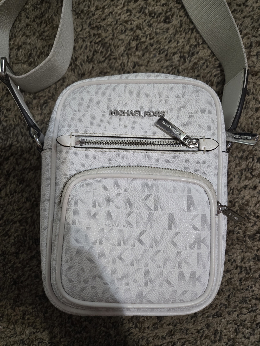 Michael Kors White MK Logo Crossbody Belt Bag for Men